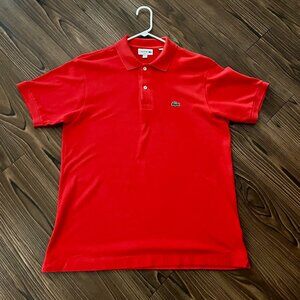 Lacoste Classic Fit Petit Piqué Polo Shirt – Men’s Medium (FR 4) – Red/Orange